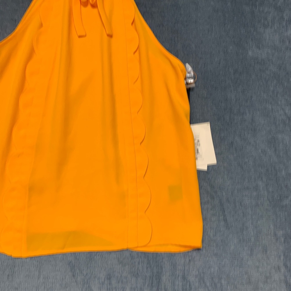 Victoria Beckham For Target Blouse Top Womens M Marigold High Neck Scallop Trim - Picture 5 of 15